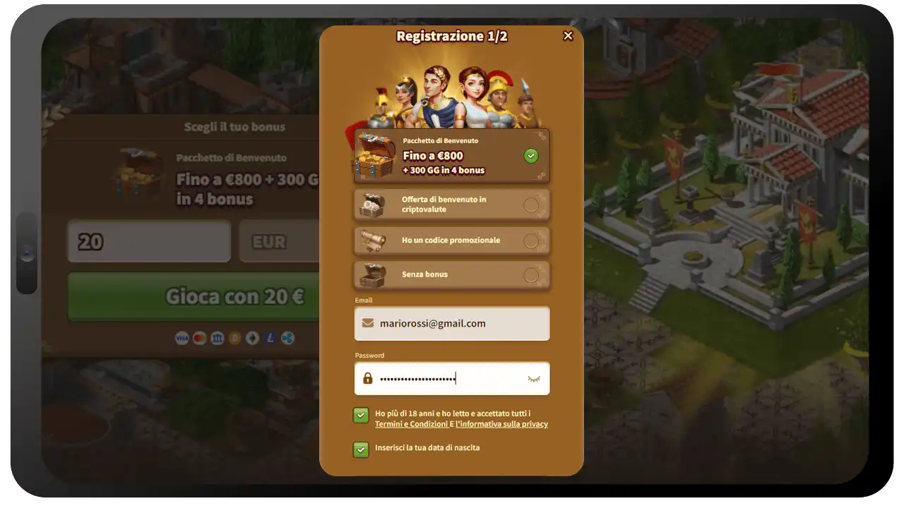 Registrazione su My Empire Casinò